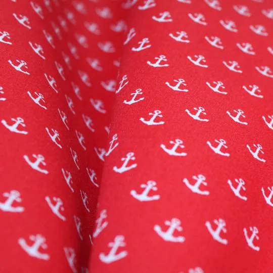 Rest: 1,20m Baumwollstoff MIX-IT Anker rot