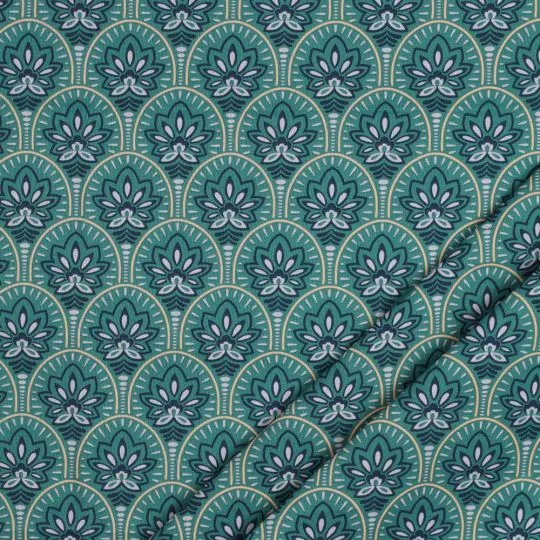 50cm beschichteter Baumwollstoff ABSTRACT petrol