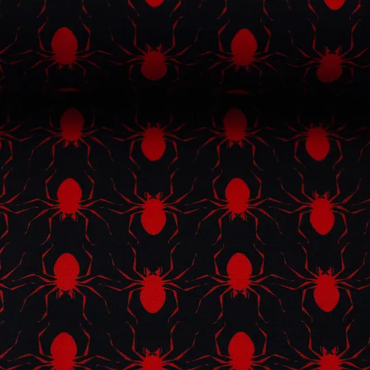50cm Swafing Baumwollstoff BOOO! Spinnen schwarz-rot