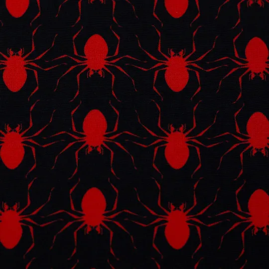 50cm Swafing Baumwollstoff BOOO! Spinnen schwarz-rot