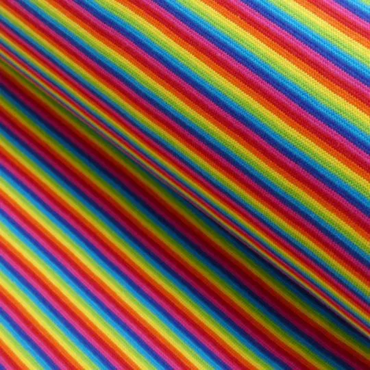 50cm Bündchenstoff mit Regenbogenstreifen