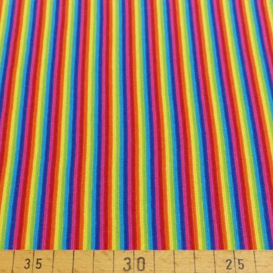 50cm Bündchenstoff mit Regenbogenstreifen