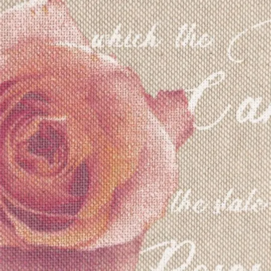 50cm Emilia Dekostoff Rosen + Schrift