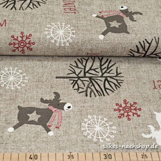 50cm Dekostoff Winter naturfarben