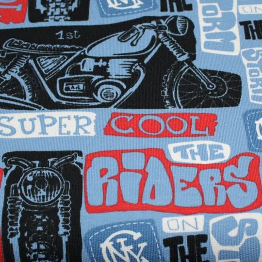 50cm French Terry COOL RIDERS jeansblau
