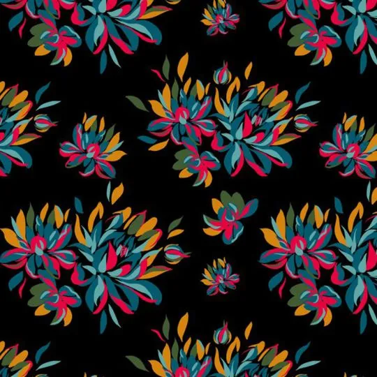 50cm French Terry Flowerpower schwarz