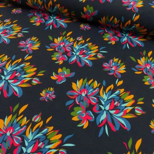 50cm French Terry Flowerpower schwarz