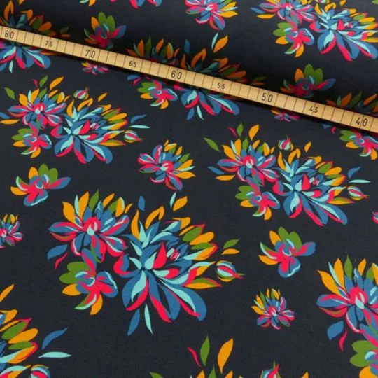 50cm French Terry Flowerpower schwarz