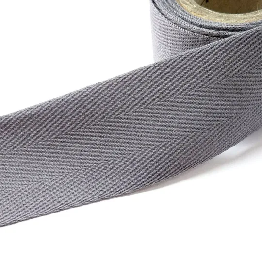 Rest: 1,90m Baumwollband grau 30mm kräftig + weich