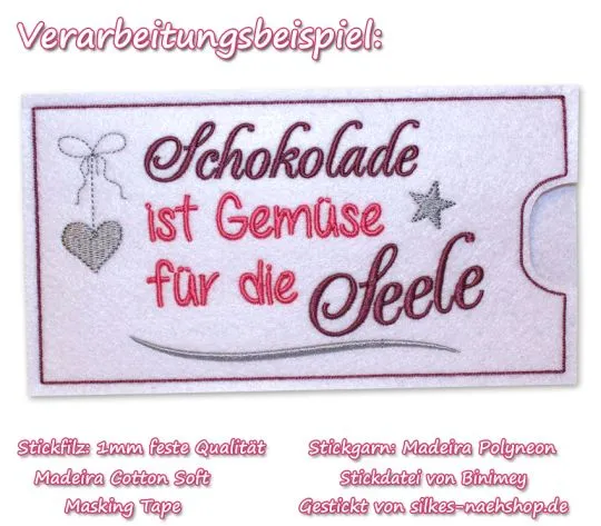 Stickfilz waschbar fest 1mm - reinweiß - 20cmx90cm