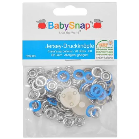 BabySnap Jersey-Ringdruckknöpfe blau