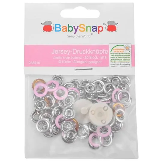 BabySnap Jersey-Ringdruckknöpfe rosa
