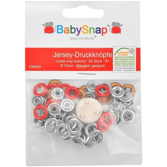 BabySnap Jersey-Ringdruckknöpfe rot