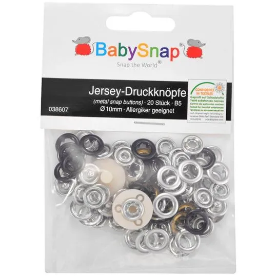 BabySnap Jersey-Ringdruckknöpfe schwarz
