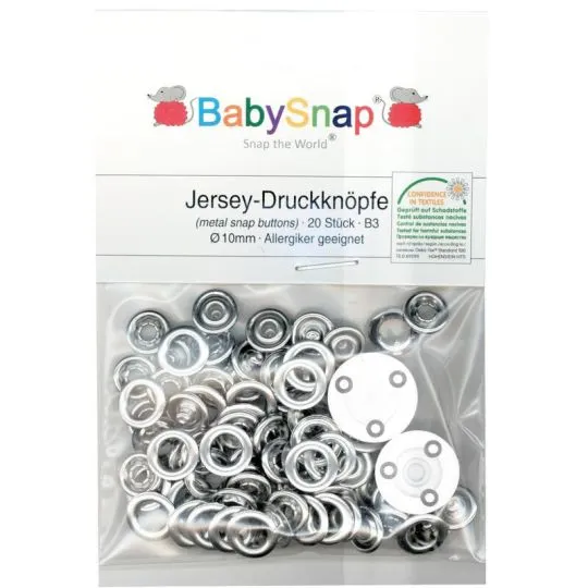 BabySnap Jersey- Ringdruckknöpfe silber