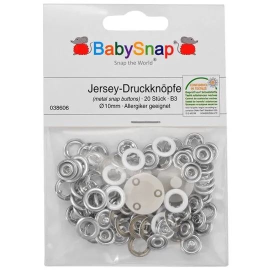BabySnap Jersey-Ringdruckknöpfe weiß