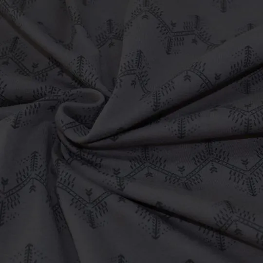 50cm Jerseystoff Zickzack grau-schwarz