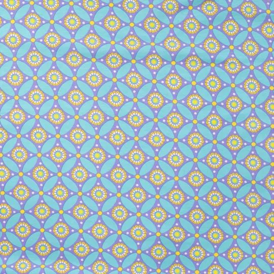 50cm Jerseystoff im Retrolook flieder-türkis