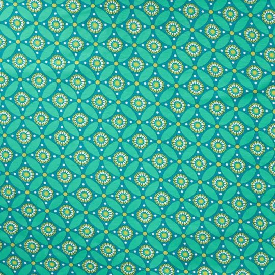 50cm Jerseystoff im Retrolook grün-türkis