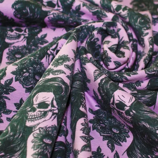 50cm Jerseystoff Women Vintage Skull lavendel