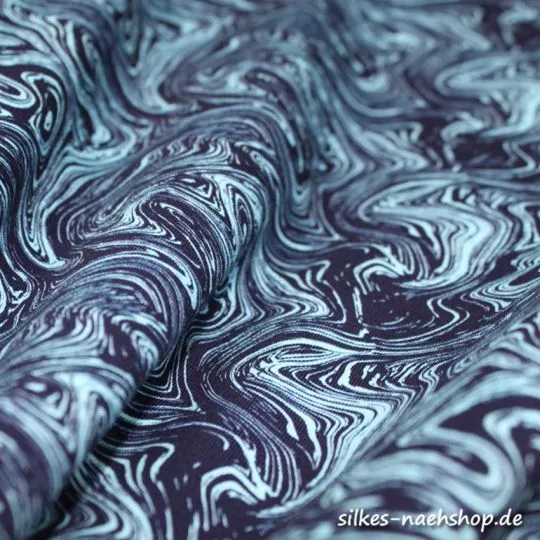 50cm Jerseystoff STREAM marine-hellblau