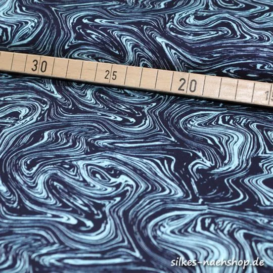 50cm Jerseystoff STREAM marine-hellblau