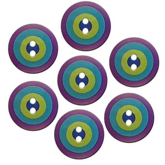 Knopf Kaffe Fassett Target violett-blau 20mm 7er-Pack