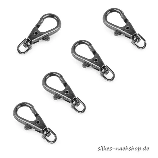 Mini-Karabiner mit Rundoese 4mm schwarz im 5er-Pack