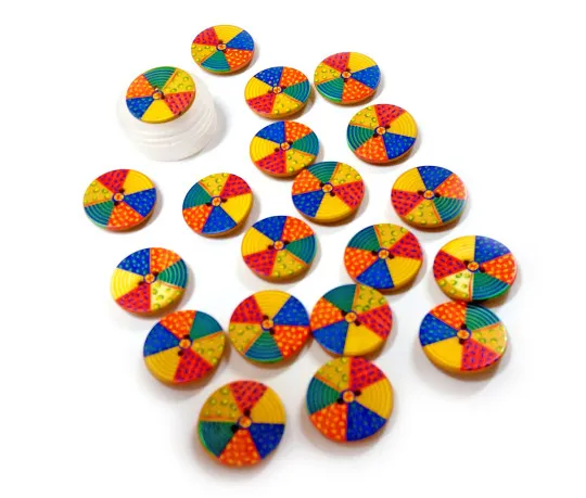 20x Kunterbunter Kinderknopf 22mm