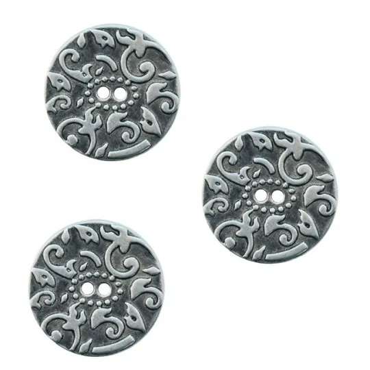 Metallknopf RANKE 15mm altsilber 3er-Pack