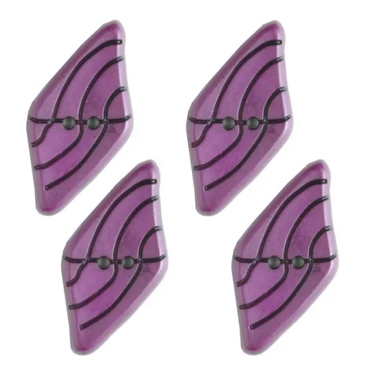 Knopf Raute mit Streifen 55mm lila 4er-Pack
