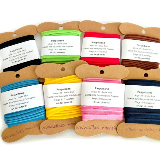 KONVOLUT Paspelband in 8 Farben 24m