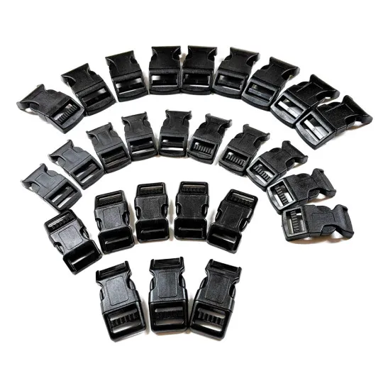 Konvolut Steckschließe mit Schrägstellung 20mm/25mm schwarz