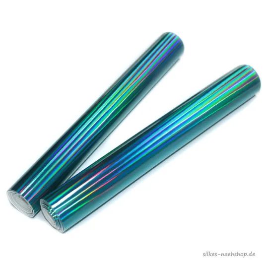 Kunstleder Holografik blau-türkis irisierend Doppelpack!