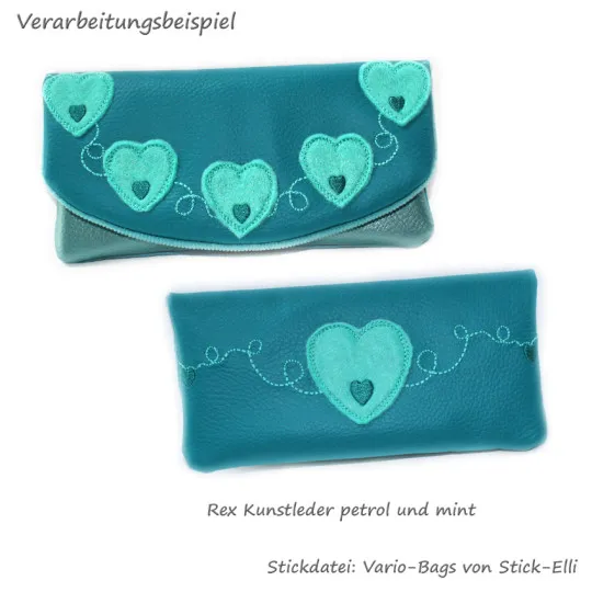 Rex Kunstleder genarbt mint metallic 30cm x 140cm