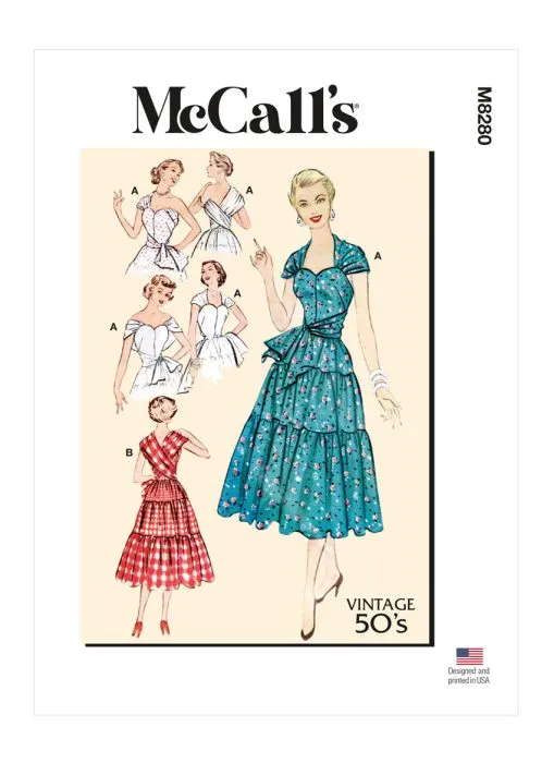 M8280 McCalls Schnittmuster Vintage Kleid 50er-Jahre