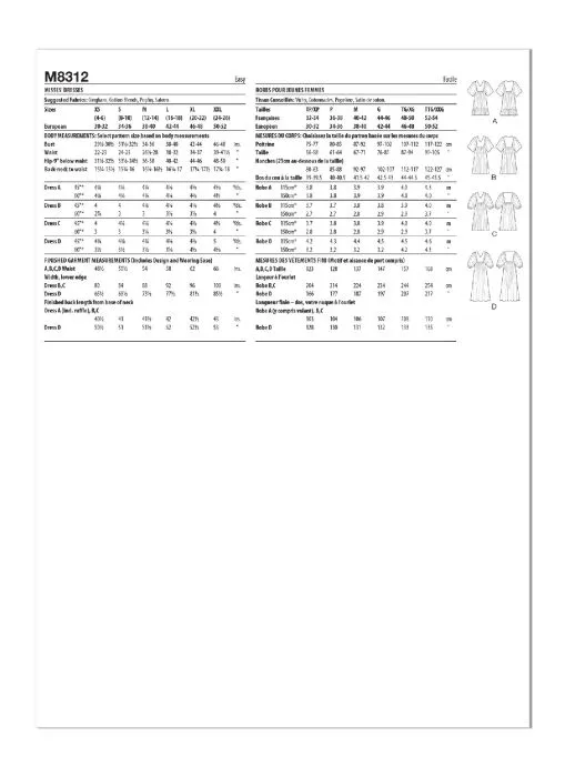 M8312 McCalls Schnittmuster Kleid Maxikleid