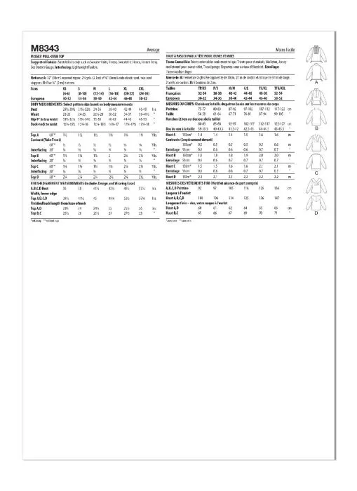 M8343 McCalls Schnittmuster Sweatshirts