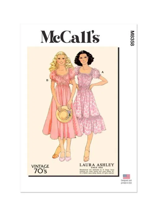 M8358 McCalls Schnittmuster Retro-Wickelkleid 80er-Jahre
