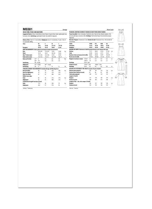 M8381 McCalls Schnittmuster Retro-Nachtwäsche 80er-Jahre