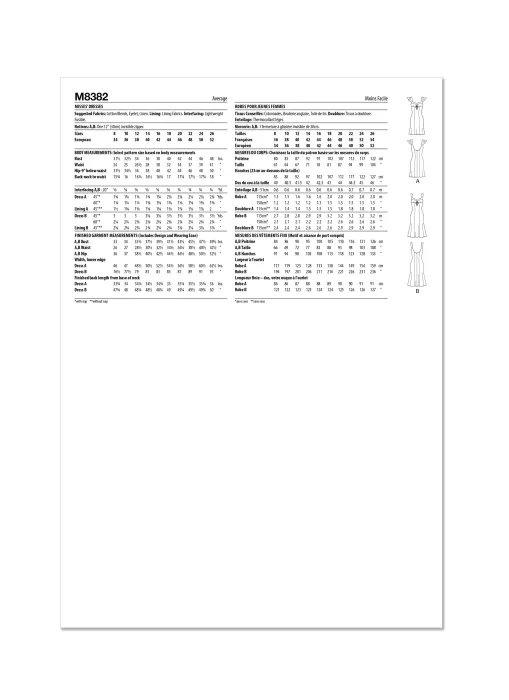 M8382 McCalls Schnittmuster Designer-Kleid