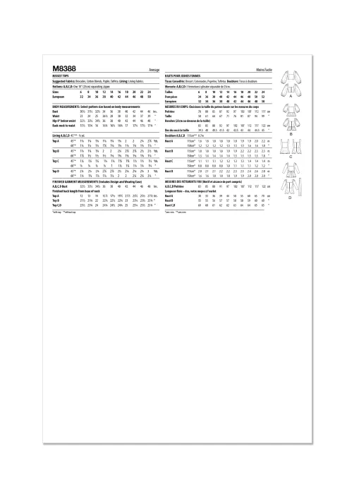 M8388 McCalls Schnittmuster Top Blusenshirt