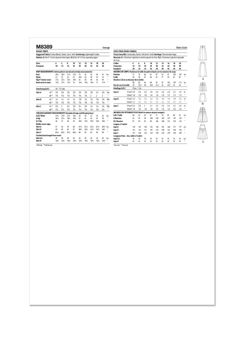 M8389 McCalls Schnittmuster Leinenrock Jeansrock