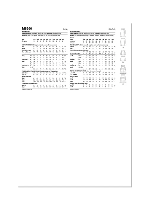 M8390 McCalls Schnittmuster Jeansrock Leinenrock