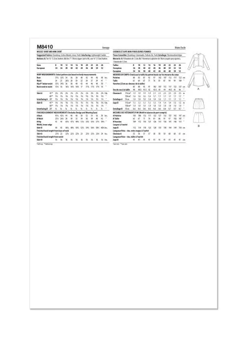 M8410 McCalls Schnittmuster Designer Bluse Rock