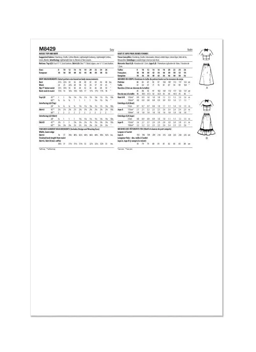 M8429 McCalls Schnittmuster Vintage Rock Top 70er Jahre