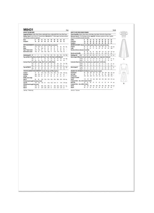 M8431 McCalls Schnittmuster Retro Bluse Rock 70er Jahre