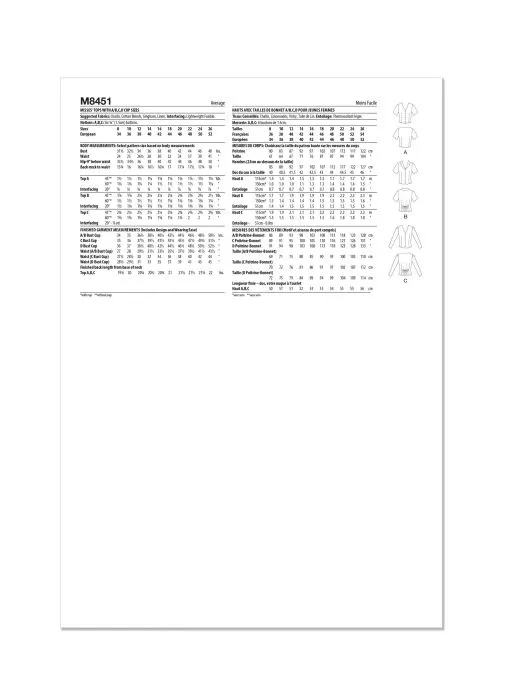 M8451 McCalls Schnittmuster Bluse