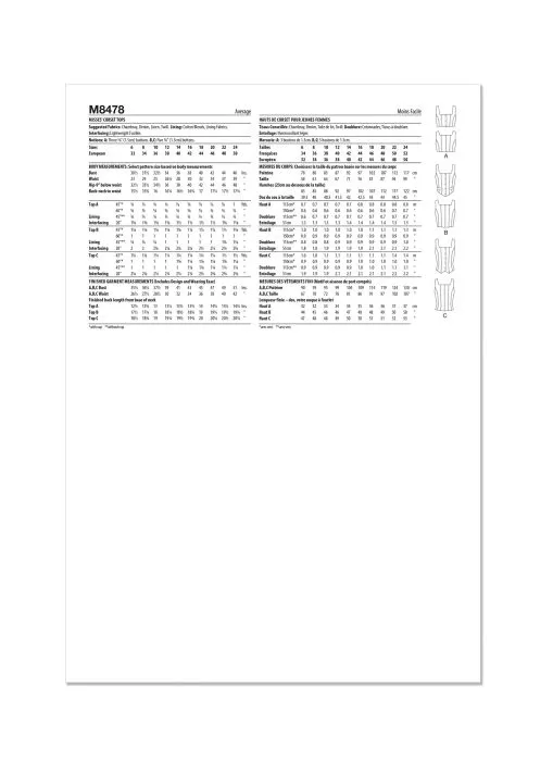 M8478 McCalls Schnittmuster Corsagentop