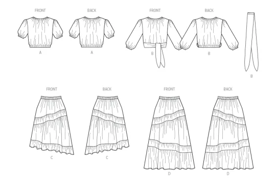 M8482 McCalls Schnittmuster Crop-Top Volantrock